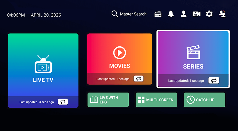 Interface IPTV Smarters Pro — Live TV, Films & Séries